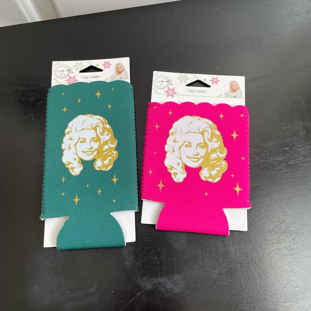 Dolly Parton Can Coolers - Green and Pink